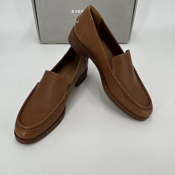 Everlane The Modern Loafer in Camel-Tan Leather sz 6.5 Stacked Heel Cushioned * - Picture 4 of 9